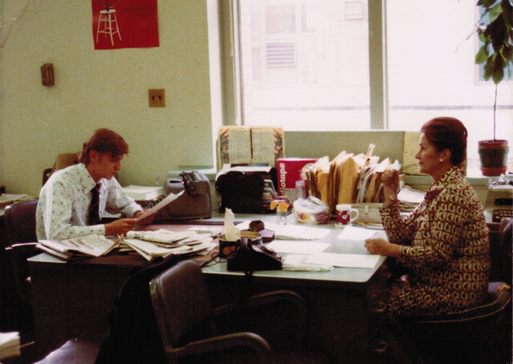 Ted Lipien with his mentor, anti-Nazi underground Home Army radio coder in German-occupied Poland, journalist Zofia Korbońska, at the Voice of America Polish Service in Washington, DC, circa 1974.
